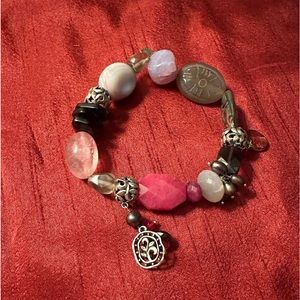 Silpada~"Fruit Basket" Sterling Silver & Multi-Stone Stretch Bracelet~B2320